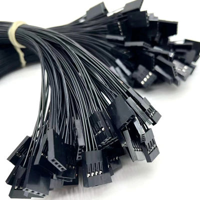 2.54mm Pitch 4 Pin Dupont 케이블 어셈블리 UL1007 24awg 검은색 사용자 정의 길이