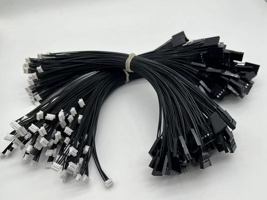 2.54mm Pitch 4 Pin Dupont 케이블 어셈블리 UL1007 24awg 검은색 사용자 정의 길이