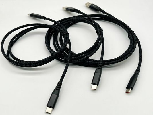 1m 블랙 USB 폼드 케이블 집합 UL2725 28Awg 빠른 데이터 동기화 및 충전