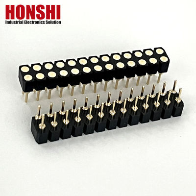 2.54mm 듀얼 라이브 PCB H3.0mm 7.4mm 직회 청동 원형 여성 헤더 커넥터