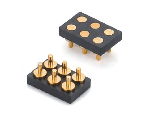 2.54mm 피치 여성 6 핀 PCB 커넥터 스프링 로딩 포고 핀 커넥터 SMT 타입