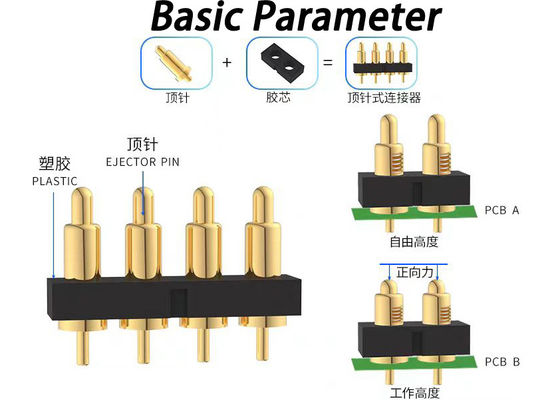 2.54mm 피치 포고 핀 커넥터 스프링 로딩 H7.75mm PCB 상호 연결