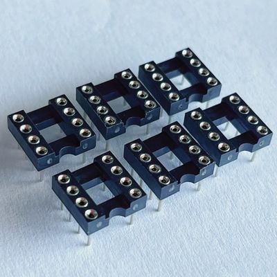 2.54mm 8 핀 IC 소켓 커넥터 여성 직선 핀 헤더 PBT 단열 재료 검은색