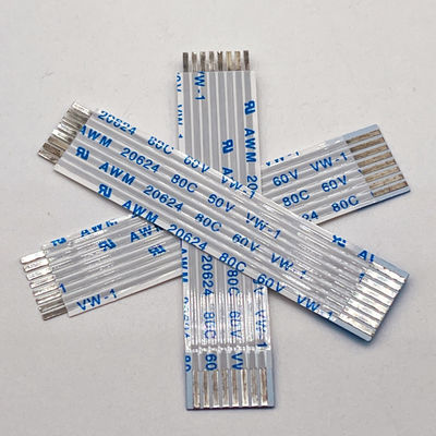 UL20624 1.25mm 8pin FFC 리본 케이블 80C 60V 100mm 리본 유연 평면 케이블