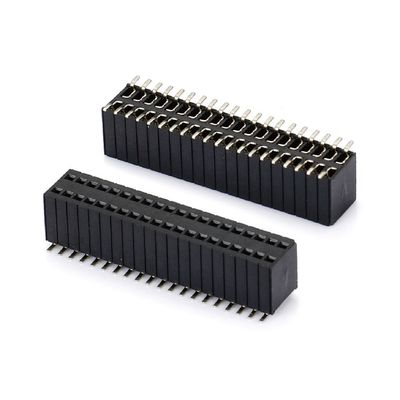 1.0 여성 헤더 디프 이중 줄 직선 PA6T 검은 2pin-100pin 보드 보드 연결 장치