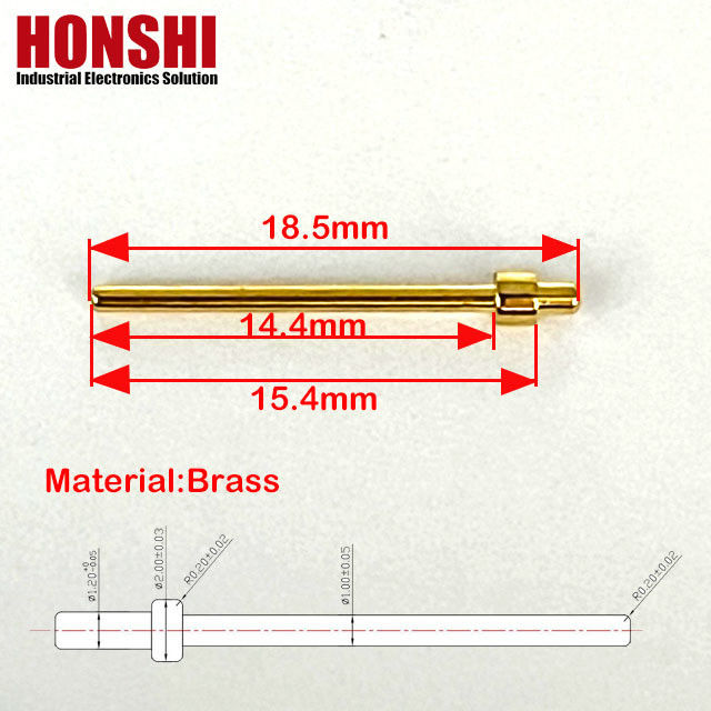 커넥터 가공 핀 2.0x18.5mm 금으로 접힌 터미널 핀 구리 접촉 포인트 핀