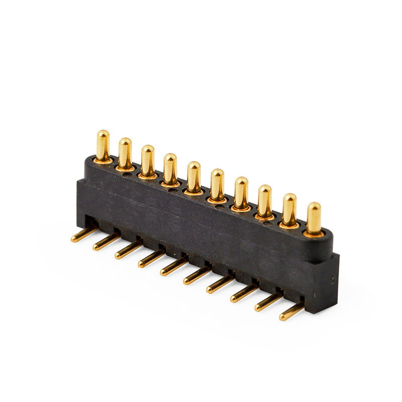 2.54mm pitch 10pin Right Angle Male Brass Spring Loaded Magnetic Pogo Pin 커넥터