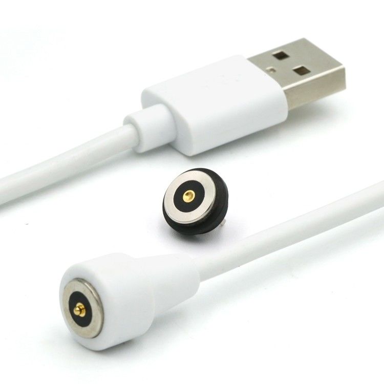 2 핀 자기 포고 핀 커넥터 케이블 USB 타입 A M 흰 케이블