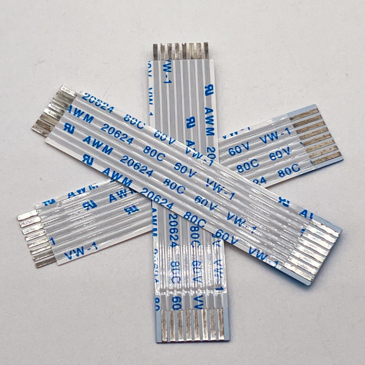 UL20624 1.25mm 8pin FFC 리본 케이블 80C 60V 100mm 리본 유연 평면 케이블