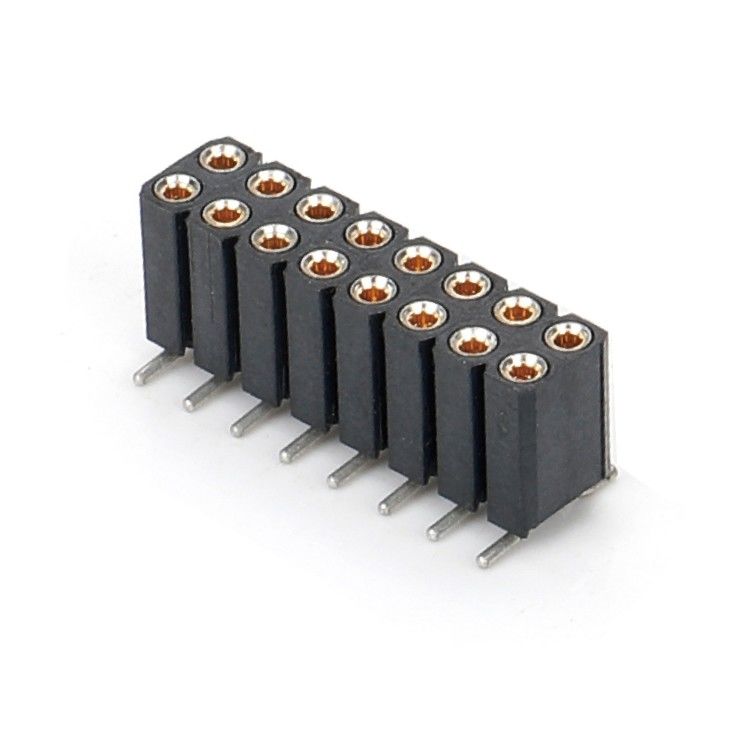 2.54mm 듀얼 라이 H7.0mm SMT PCB 청동 원형 여성 헤더 커넥터 PA6T 블랙