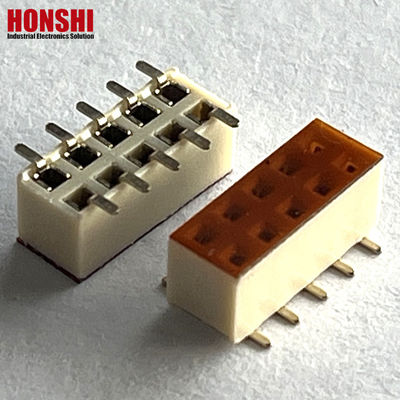 여성 헤더 커넥터 이중 줄 흰색 피치 2.54mm H7.1 10p SMT 타입 PA6T PCB 보드