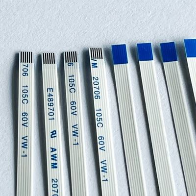 6 핀 FFC 평면 케이블 사용자 정의 Awm 20706 105c 60v Vw-1 0.5mm Pitch FFC FPC 케이블